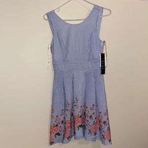 Blue Striped Floral Dress